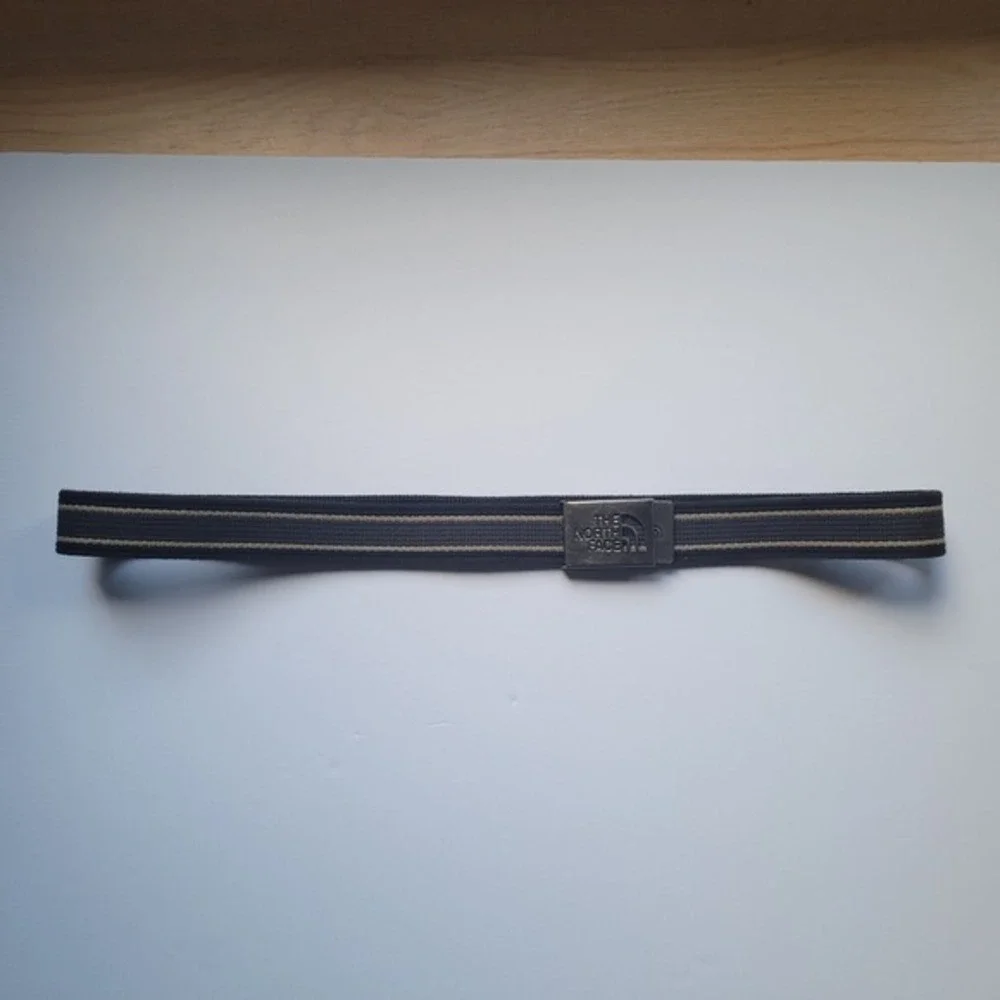 The North Face Canvas Belt Silver Buckle‎ Striped Black Tan Accessories